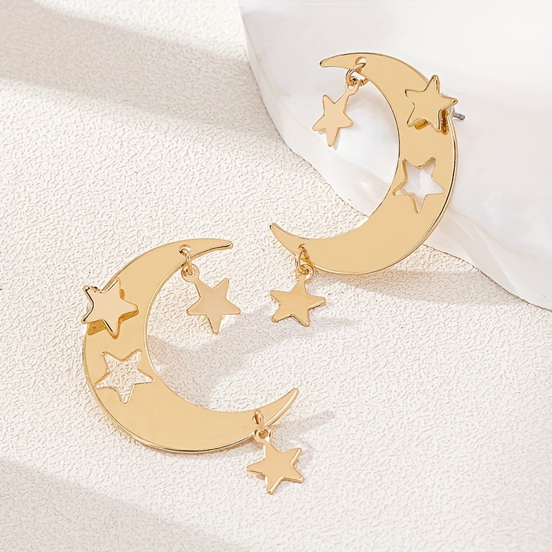 Starry Hollow Pendant Earrings Set for Daily Wear